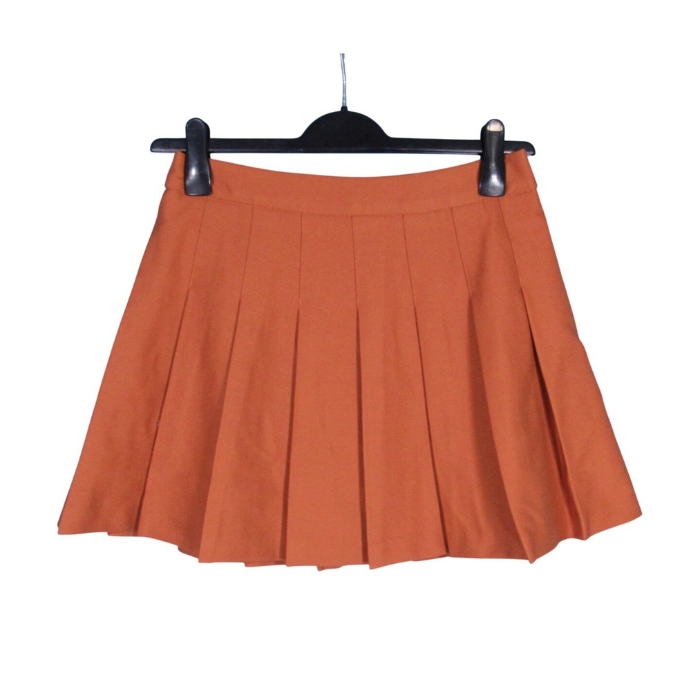 NWT GIANNI BINI Lined MAPLE BROWN Zip GEORGIA PLEATED A-Line Mini SKIRT Sz 8